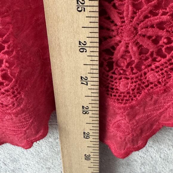 Reba Woman Shirt Womens 2X Red Crochet Eyelet Lace Embroidered Tunic Boho Top - Picture 10 of 10